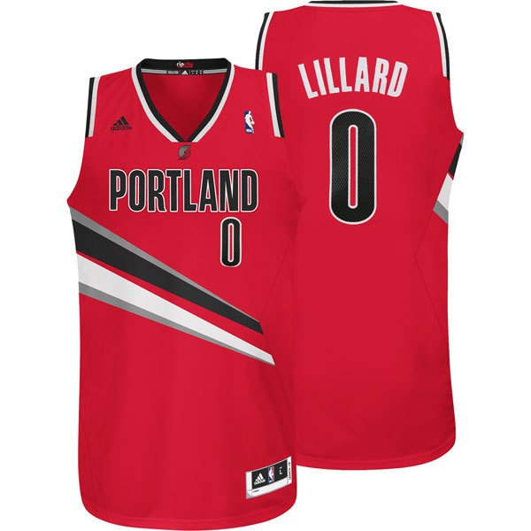 Men's  NBA Damian Lillard Road Red Revolution 30 Swingman Jersey